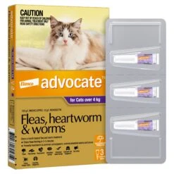 Advocate Flea Heartworm And Worm Treatment For Cats 4kg Purple 3 Pack