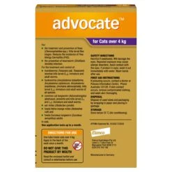 Advocate Flea Heartworm And Worm Treatment For Cats 4kg Purple 6 Pack -Habitat Pets Supplies Advocate Flea Heartworm and Worm Treatment for Cats 4kg Purple 6 Pack 3