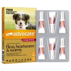Advocate Flea Heartworm And Worm Treatment For Dogs 10-25kg Red 6 Pack