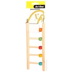 Avi One Wooden Ladder Bird Toy 5 Rung With Beads