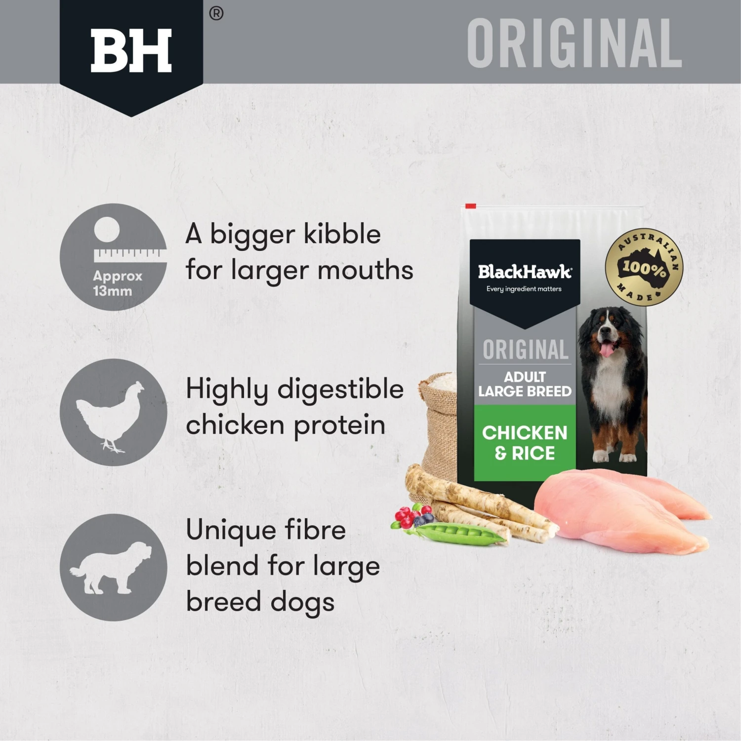 Black Hawk Chicken And Rice Large Breed Dry Dog Food 20kg 2 Black Hawk Chicken And Rice Large Breed Dry Dog Food 20kg - Image 2