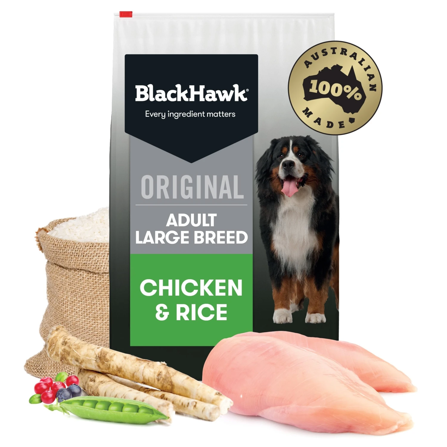 Black Hawk Chicken And Rice Large Breed Dry Dog Food 20kg 1 Black Hawk Chicken And Rice Large Breed Dry Dog Food 20kg