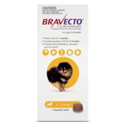 Bravecto Flea And Tick Chew For Extra Small Dogs 2.4kg-5kg Yellow