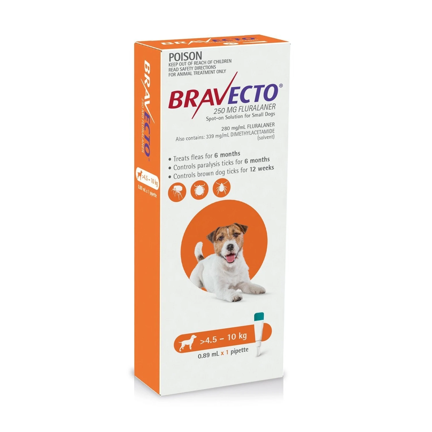 Bravecto Spot-On 6 Montlhy Flea Treatment For Dogs 4.5-10kg Orange 1 Bravecto Spot-On 6 Montlhy Flea Treatment For Dogs 4.5-10kg Orange
