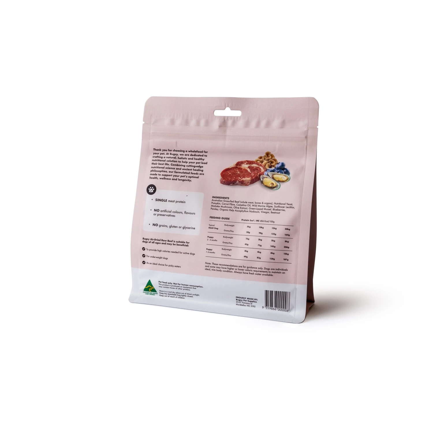 Bugsy Beef Air Dried Raw Dog Food 328g 2 Bugsy Beef Air Dried Raw Dog Food 328g - Image 2