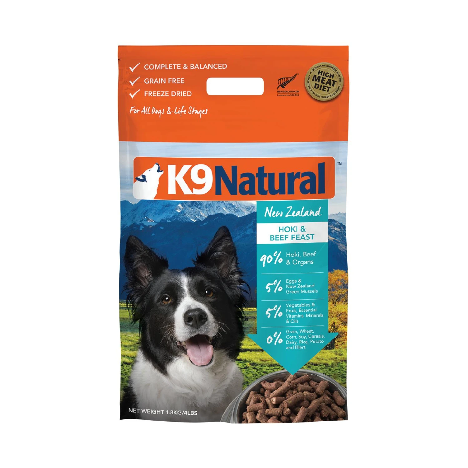 K9 Natural Hoki And Beef Feast Freeze Dried Dog Food 1.8kg 1 K9 Natural Hoki And Beef Feast Freeze Dried Dog Food 1.8kg
