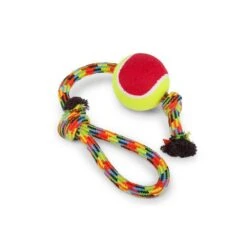 Kazoo Braided Rope Sling Tennis Ball Medium Dog Toy (+_+)