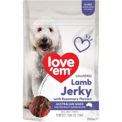 Love Em Lamb & Rosemary Jerky Dog Treats 200g