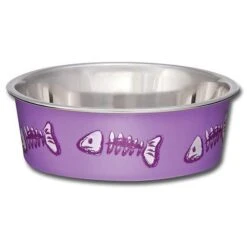 Loving Pets Bella Cat Bowl Purple Fish Extra Small (+_+)