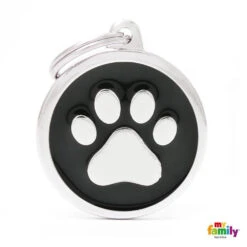 My Family Classic Paw Black Dog Tag With Free Engraving