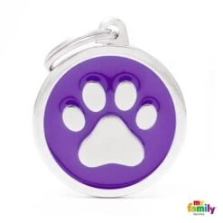 My Family Classic Paw Purple Dog Tag With Free Engraving