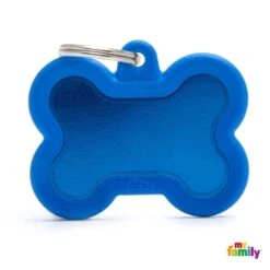 My Family Hushtag Bone Blue Dog Tag With Free Engraving