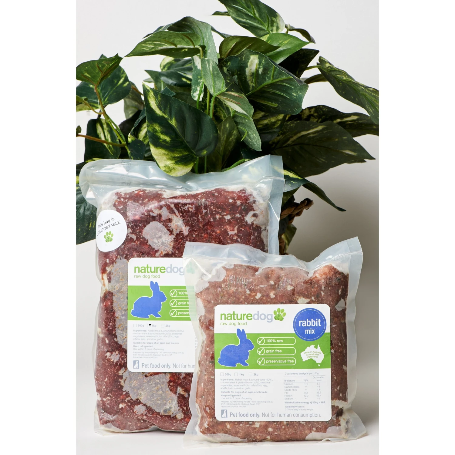 Nature Dog Rabbit Mix Raw Dog Food 500g 1 Nature Dog Rabbit Mix Raw Dog Food 500g