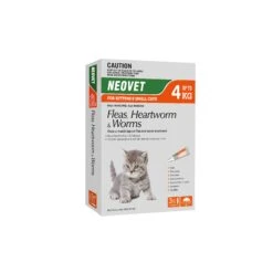 Neovet Flea Heartworm And Worming Treatment For Kittens And Small Cats 3 Pack (+_+)