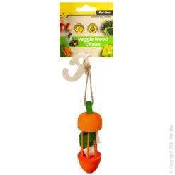 Pet One Veggie Wood Chew Carrot Carousel Small Animal Toy