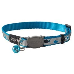 Rogz ReflectoCat Safeloc Extra Small Cat Collar Blue Fish (+_+)