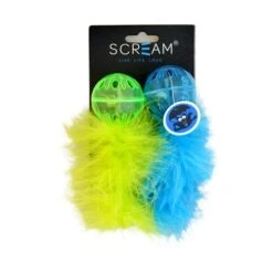 Scream Lattice Ball Green And Blue Cat Toy