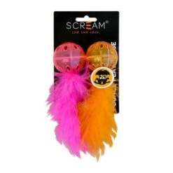 Scream Lattice Ball Orange And Pink Cat Toy