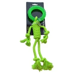 Scream Rope Man Green Dog Toy