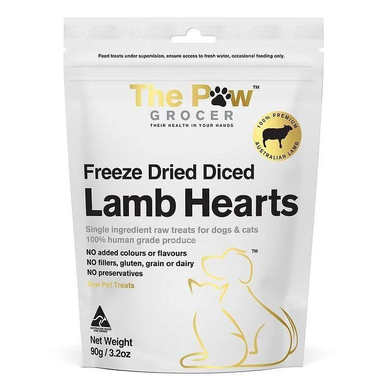 The Paw Grocer Freeze Dried Lamb Hearts Dog And Cat Treats 90g 1 The Paw Grocer Freeze Dried Lamb Hearts Dog And Cat Treats 90g