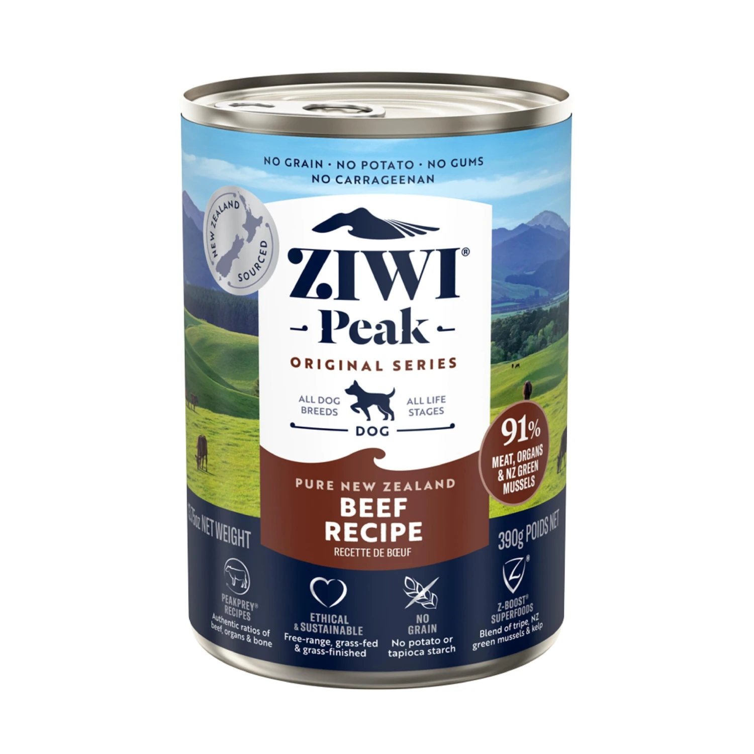 ZIWI Peak Wet Beef Recipe Dog Food 390g 1 ZIWI Peak Wet Beef Recipe Dog Food 390g